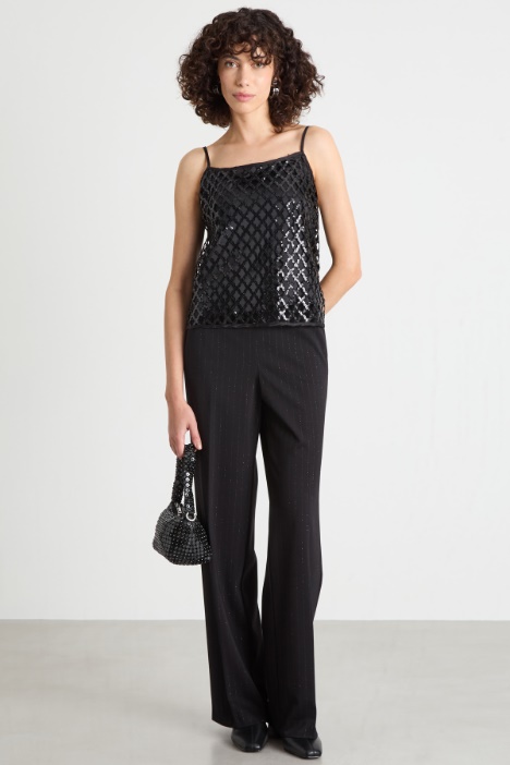 Sequin-embroidered mesh top Intrend