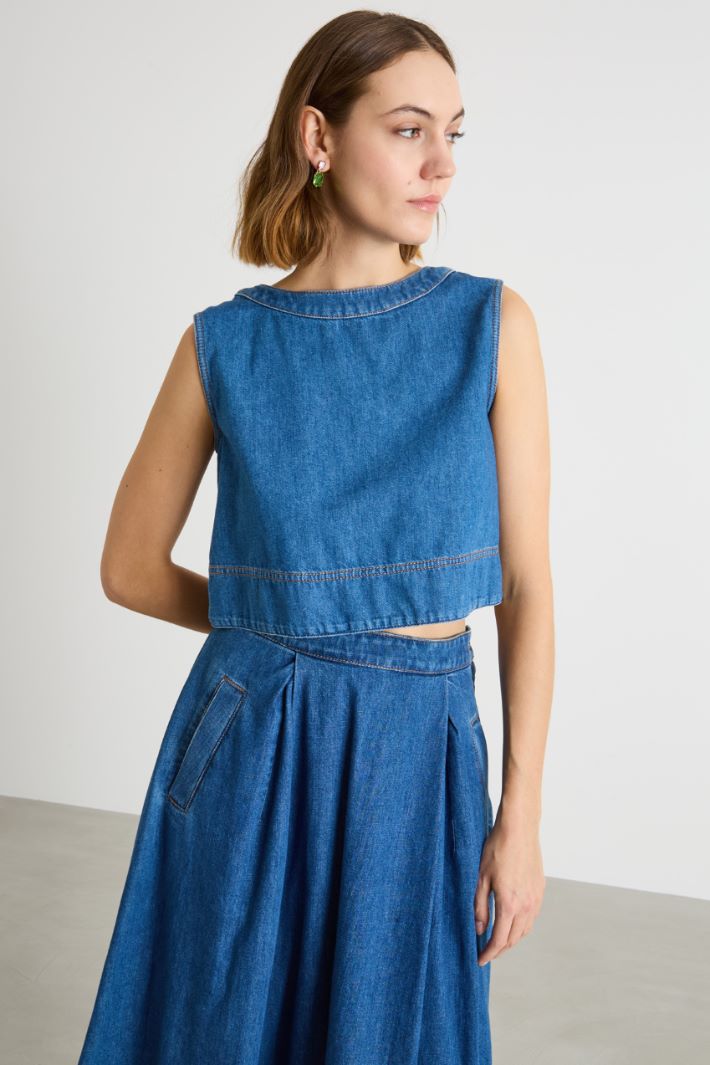 Denim crop top Intrend - 2
