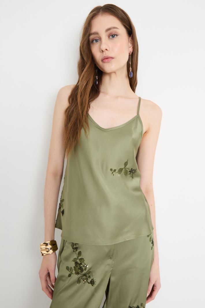 Embroidered satin top Intrend - 2