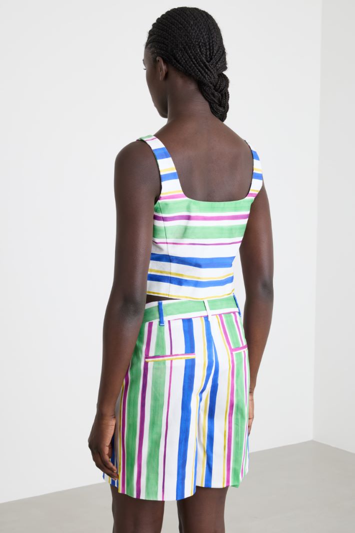 Crop top in raso multiriga Intrend - 4
