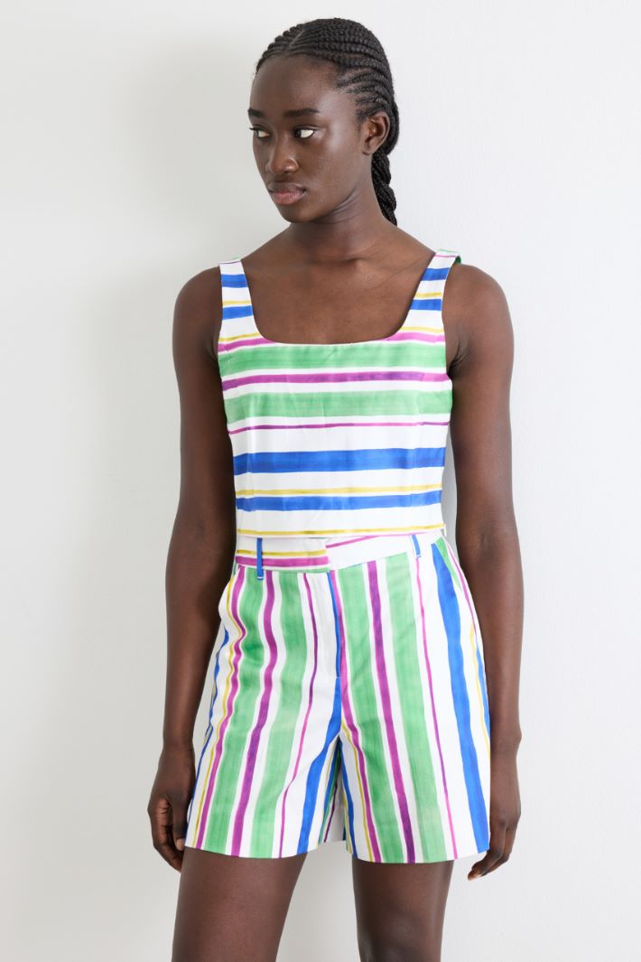 Crop top in raso multiriga Intrend - 2