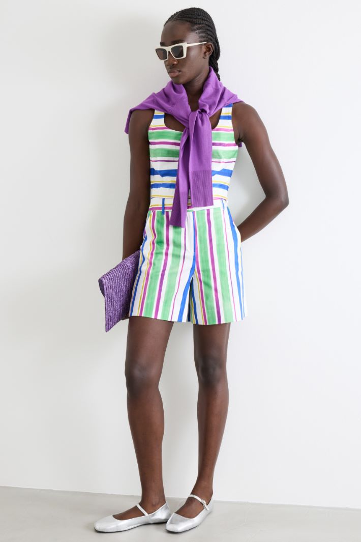 Crop top in raso multiriga Intrend