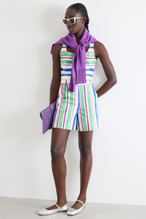 Crop top in raso multiriga Intrend