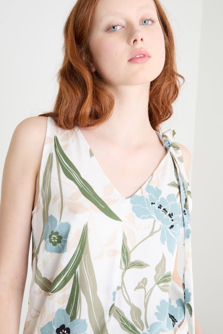 Bow-detail twill top Intrend - 3