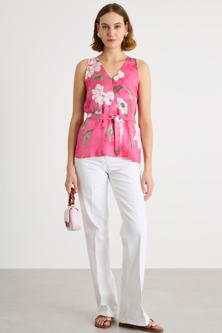 Bow-detail twill top Intrend