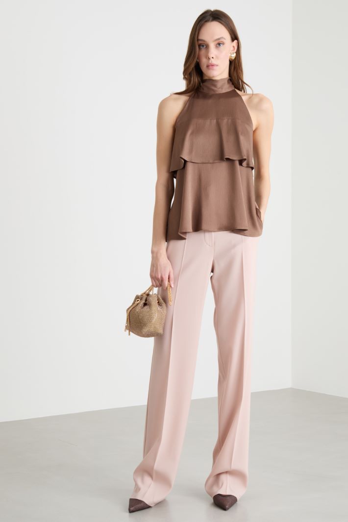 Double-Ruffle Crêpon Top Intrend
