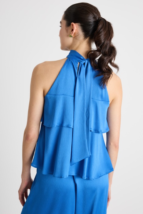 Top in creponne con balza doppia