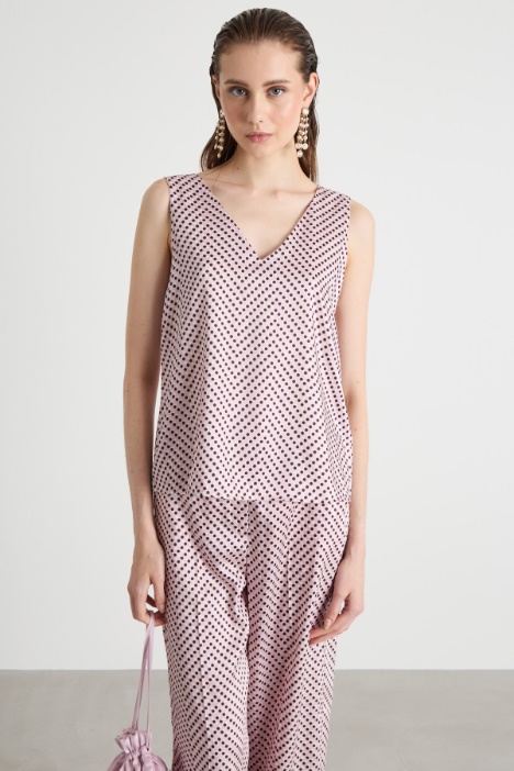 Top sin mangas de twill