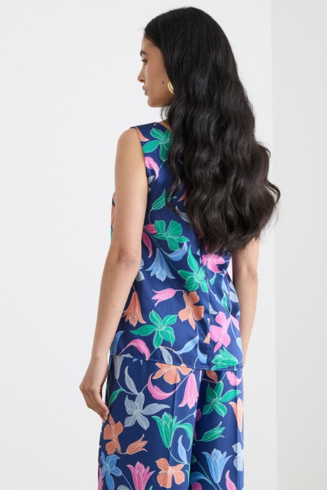 Top smanicato in twill