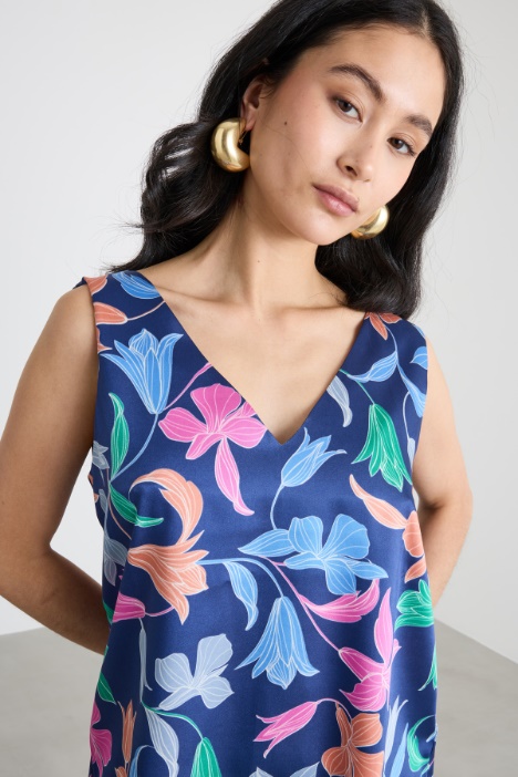 Top smanicato in twill