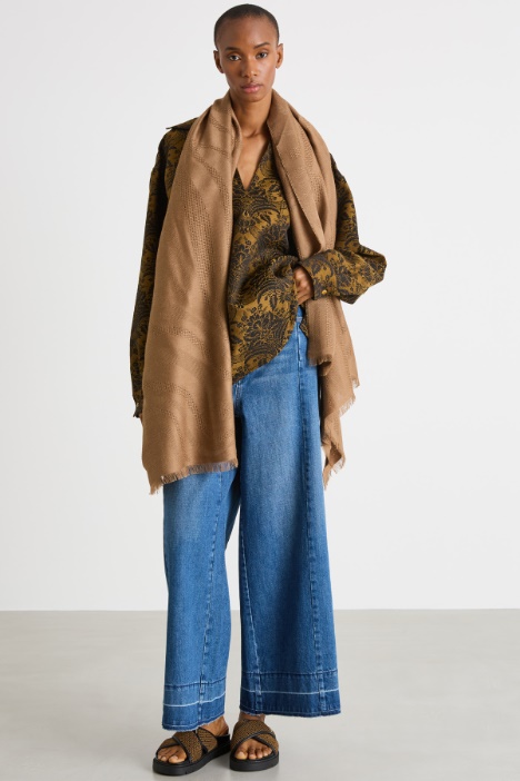 Wide-leg jeans with topstitching Intrend