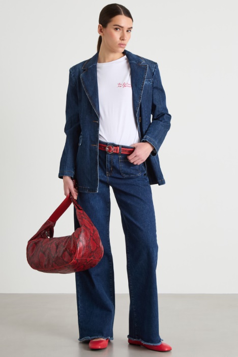 Wide-Leg Straight Jeans with Patch Pockets Intrend