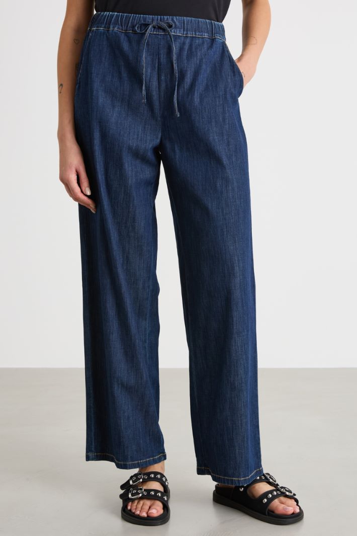 Wide-leg jeans with drawstring Intrend - 2