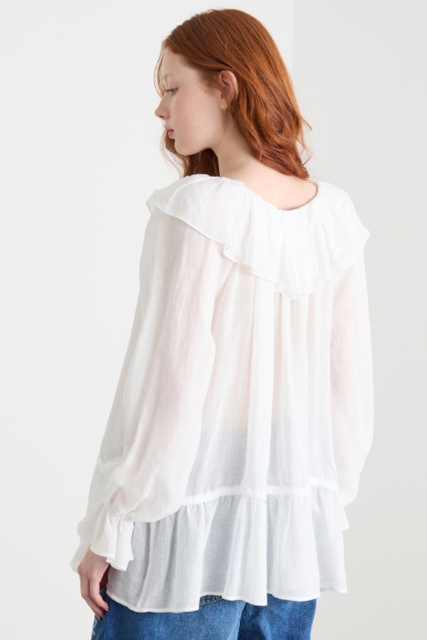 Blusa in garza con volant