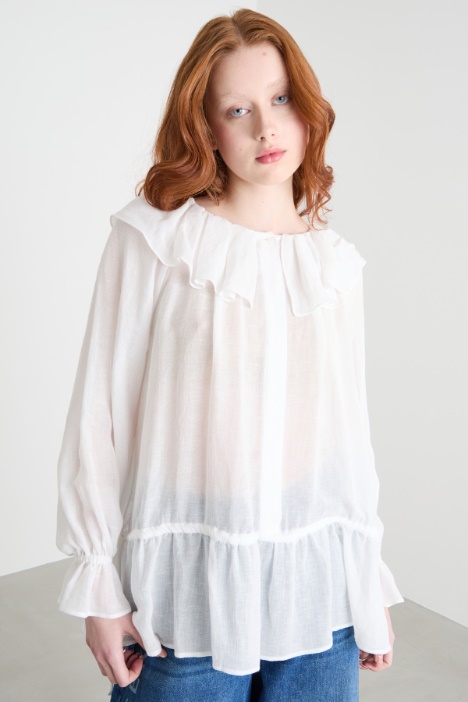 Flounced gauze blouse Intrend