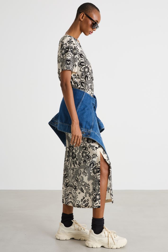 Printed crepe de chine dress Intrend