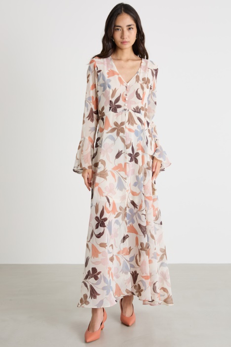 Vestido evasé de georgette