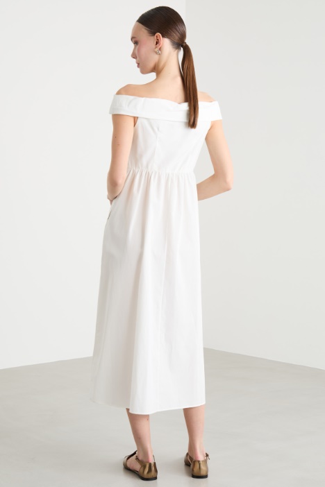 Abito off-shoulder in popeline