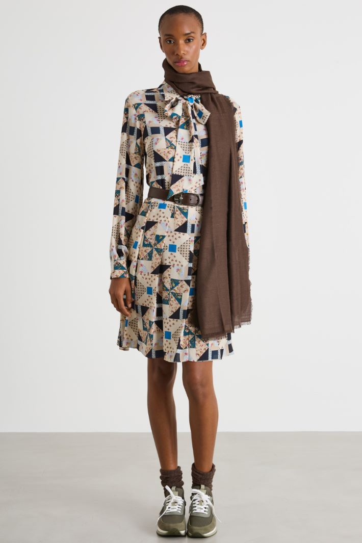 Printed silk shirt dress Intrend