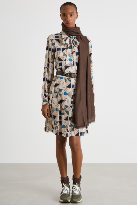 Printed silk shirt dress Intrend