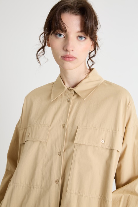 Vestido camisero de popelina