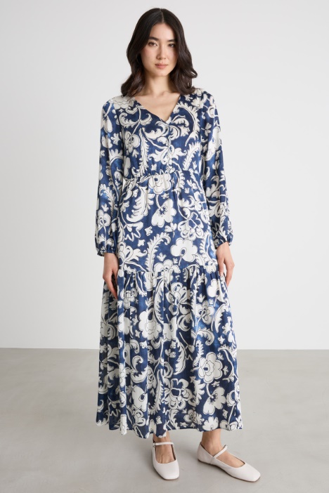 Abito in raso creponne stampato