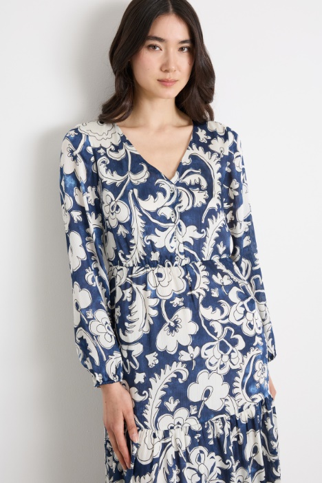 Abito in raso creponne stampato