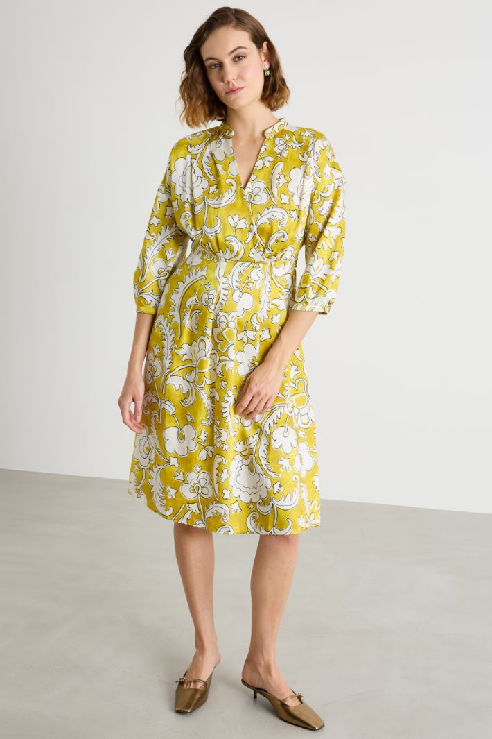 V-neck printed twill dress Intrend - 2