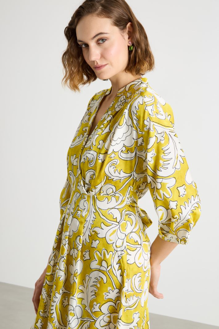 V-neck printed twill dress Intrend - 3