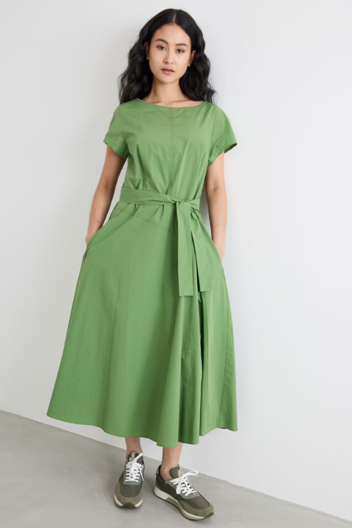 Belted Poplin Dress Intrend - 2