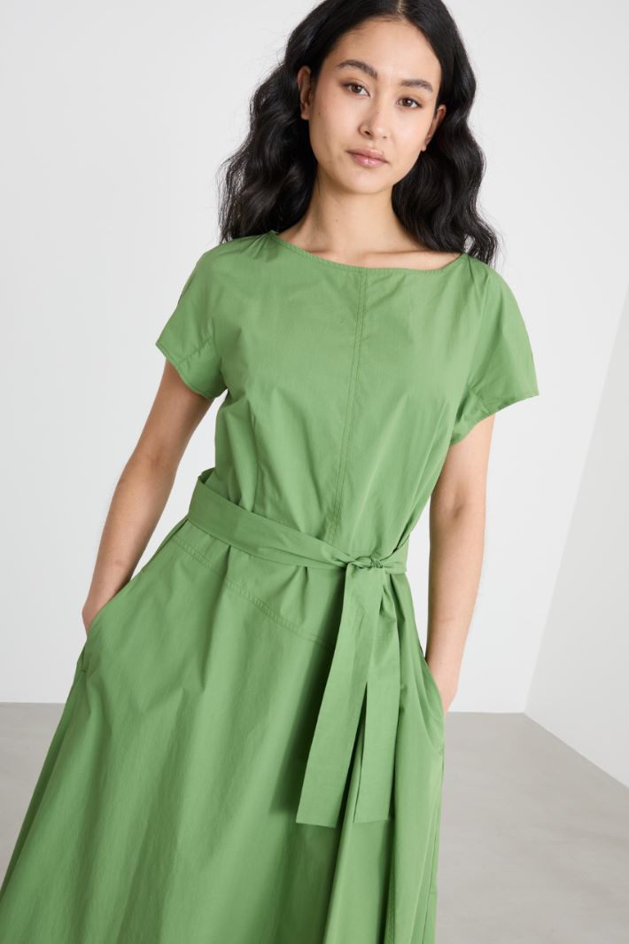 Belted Poplin Dress Intrend - 3