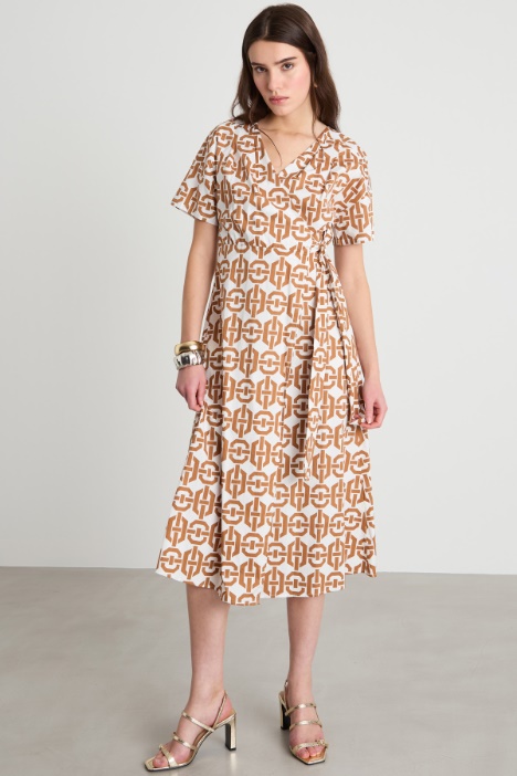 Abito incrociato in popeline stretch