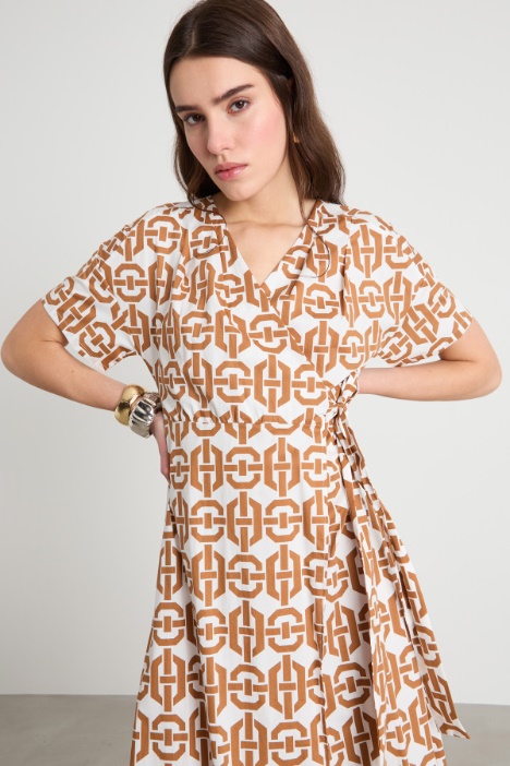 Abito incrociato in popeline stretch