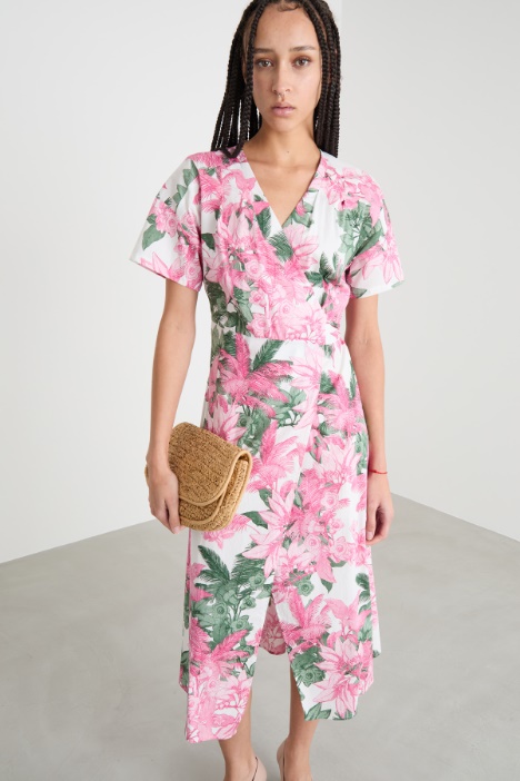 Abito incrociato in popeline stretch