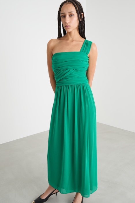 Abito monospalla in georgette