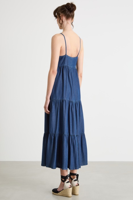 Abito smanicato in chambray