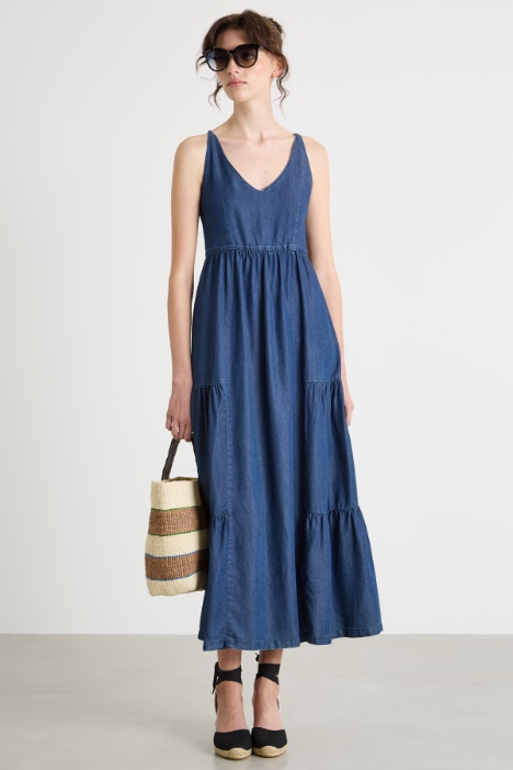Sleeveless Chambray Dress Intrend