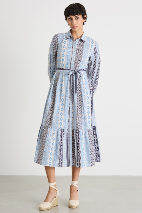 Vestido camisero largo de muselina