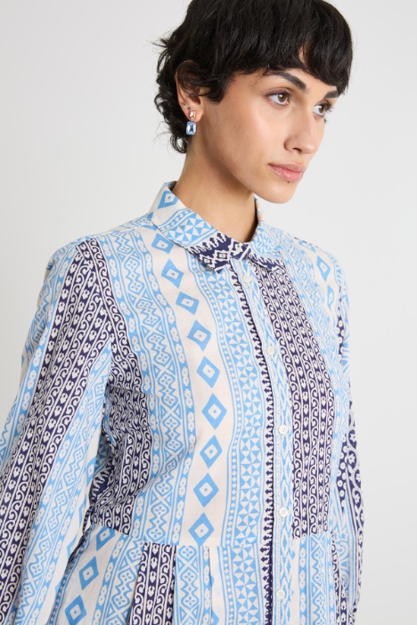 Vestido camisero largo de muselina