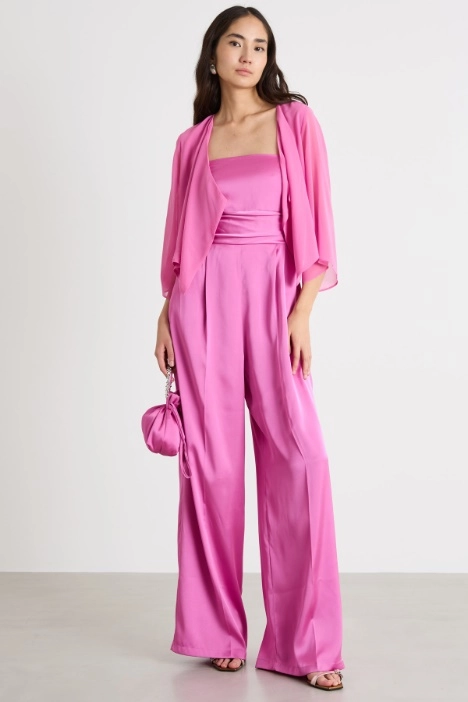 Technical satin jumpsuit with shrug - Intrend