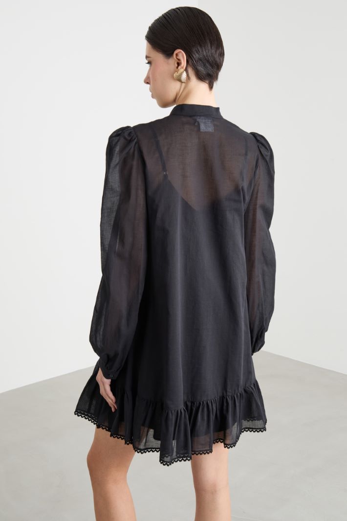 Voluminous-Sleeved Cotton Voile Dress Intrend - 4