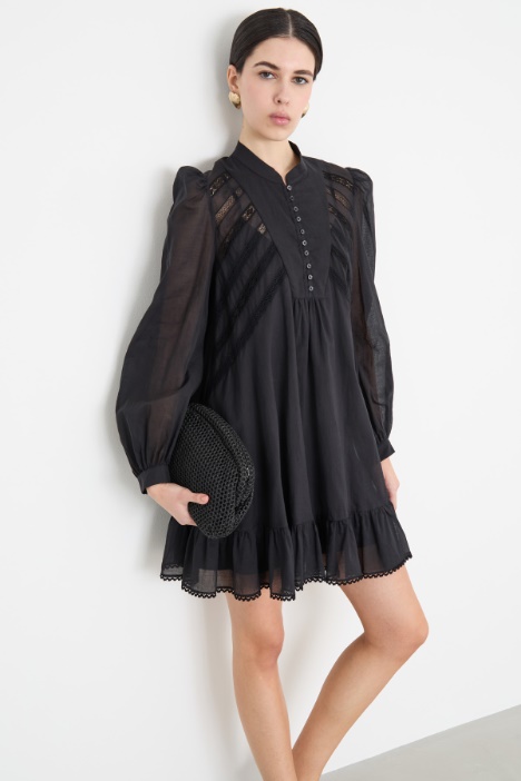 Abito in voile di cotone con manica ampia