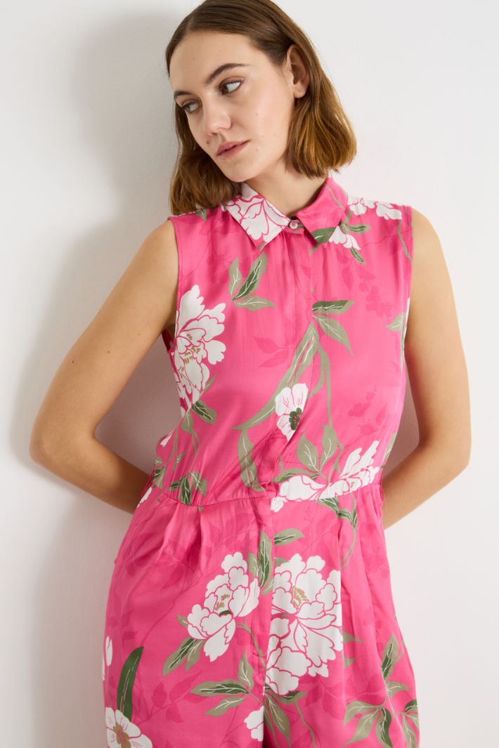 Printed viscose twill jumpsuit Intrend - 3