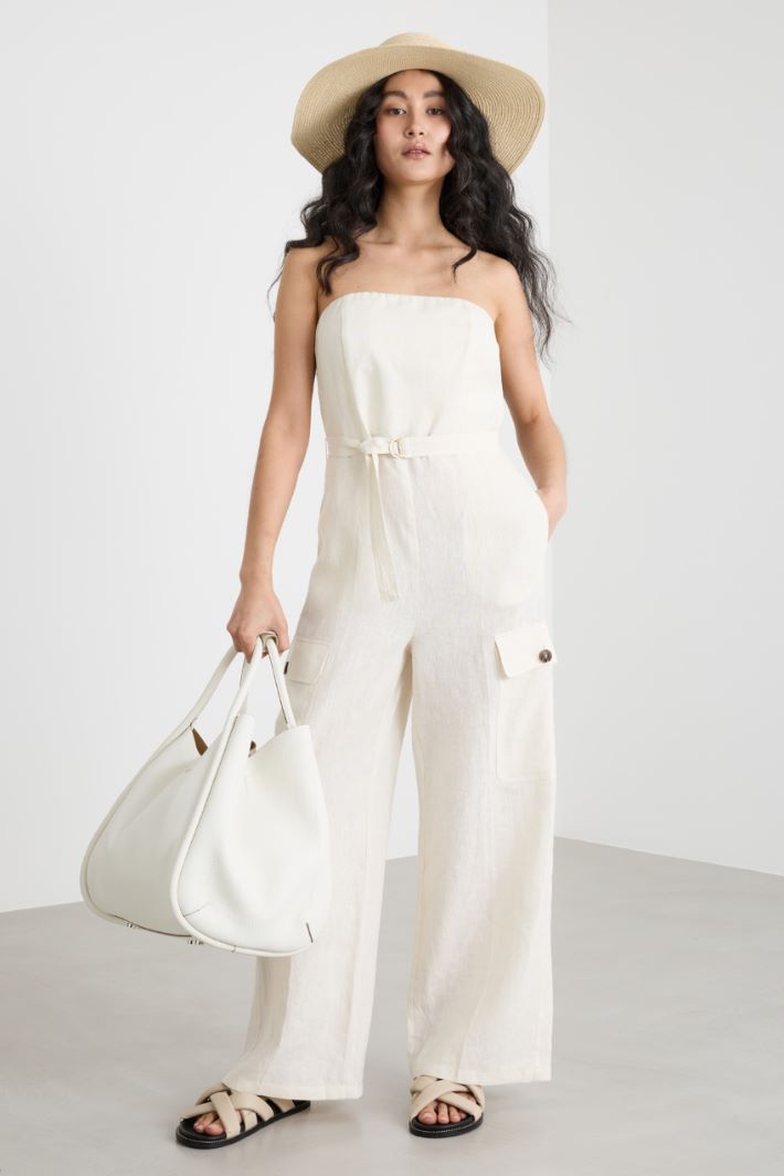 Tuta bustier in tela Intrend