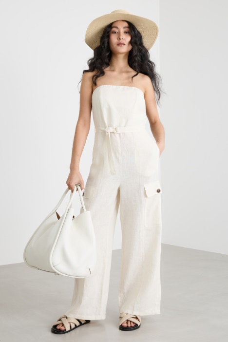 Tuta bustier in tela Intrend