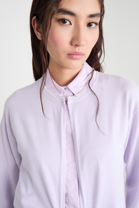 Cardigan con scollo bijoux