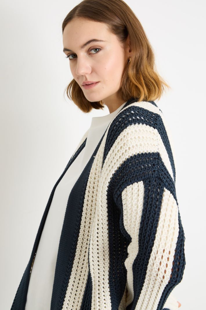 Pointelle-knit open-front cardigan Intrend - 3