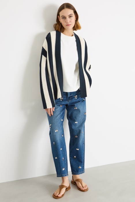 Pointelle-knit open-front cardigan Intrend