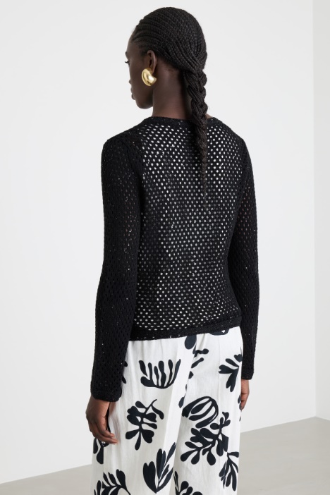 Cardigan a rete con paillettes