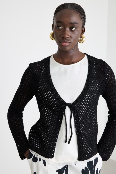 Cardigan a rete con paillettes